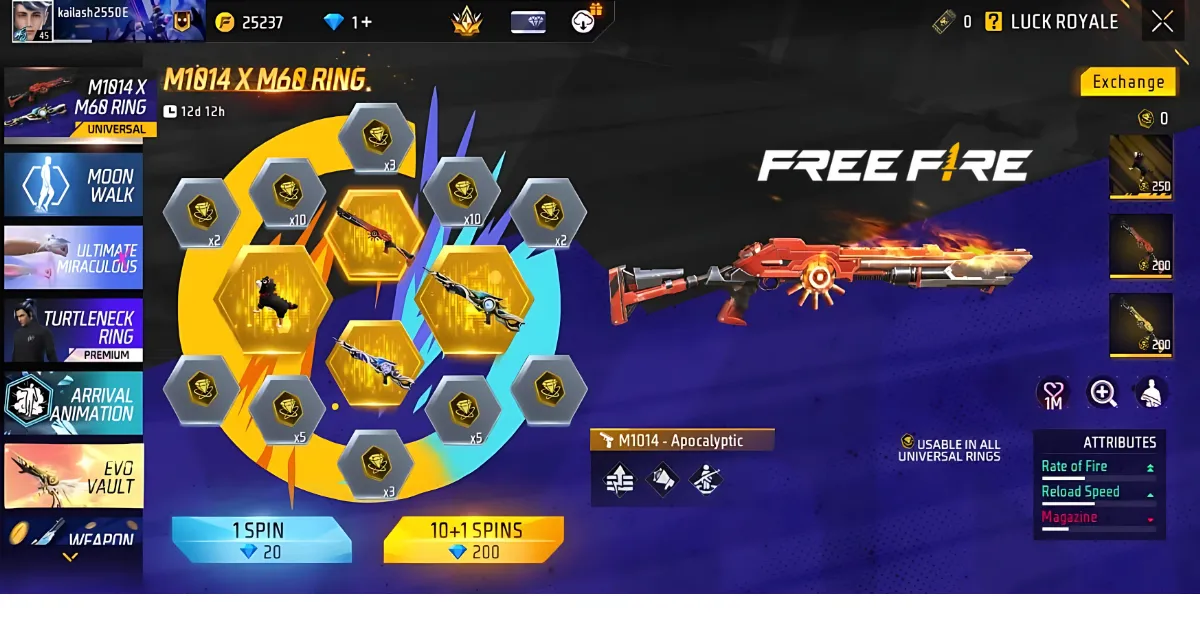 M1014 x M60 Ring 2025 New Event in Free Fire
